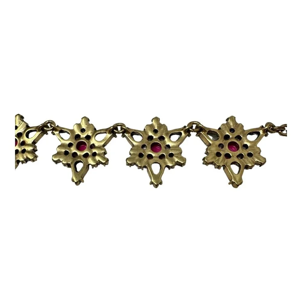 J.Crew Floral Flower Cluster Statement Necklace Pink Black Adjustable Gold Tone - Picture 11 of 11
